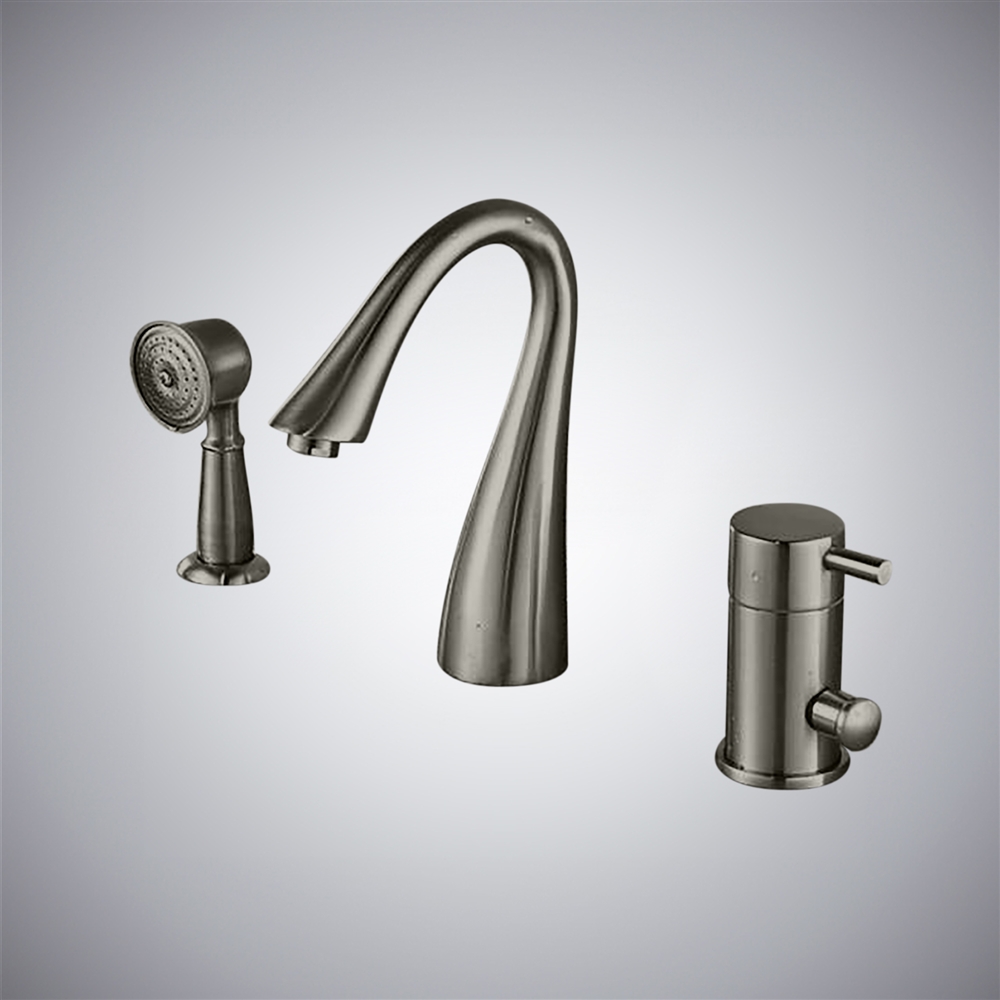 Fontana Laconian Gun Metal Gray Bathroom Sink Faucet with Handheld Shower