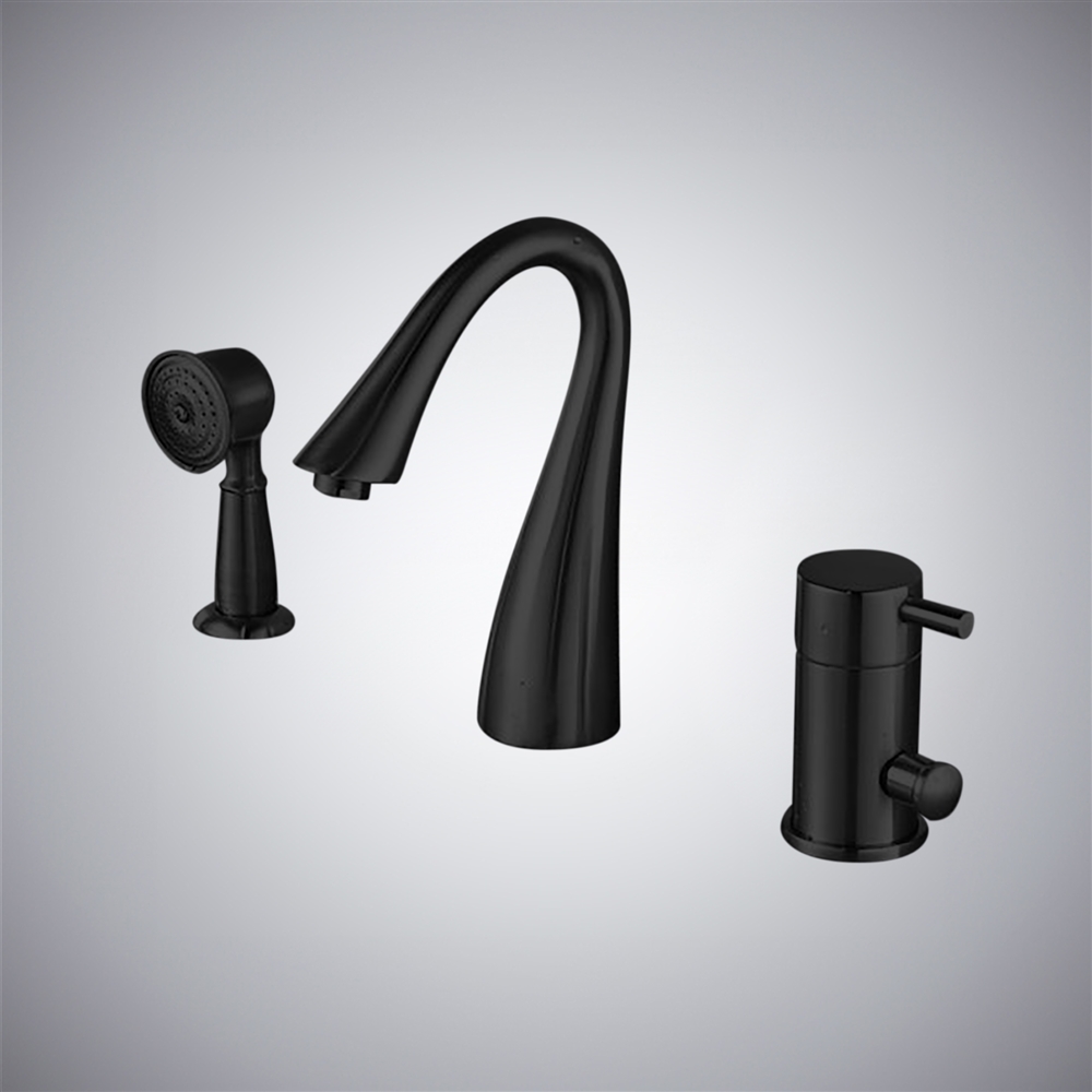 Fontana Laconian Matte Black Bathroom Sink Faucet with Handheld Shower