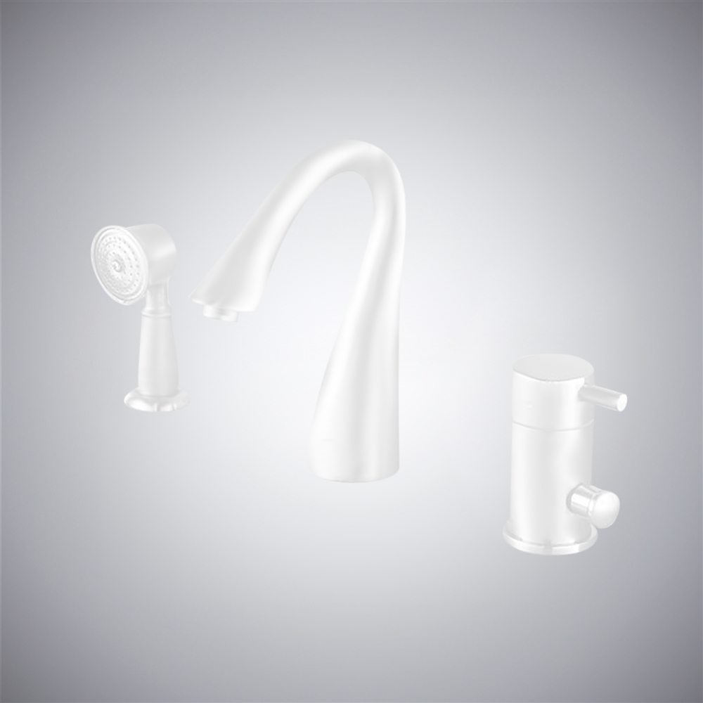 Fontana Laconian Matte White Bathroom Sink Faucet with Handheld Shower