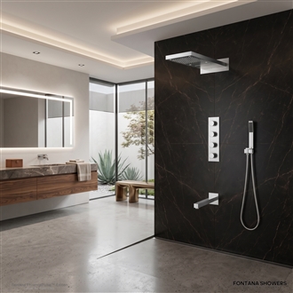 Wall Mounted Waterfall Shower Head with Handheld Shower