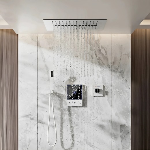Fontana 3 Function In White Finish Smart Temperature Thermostatic Display Shower System