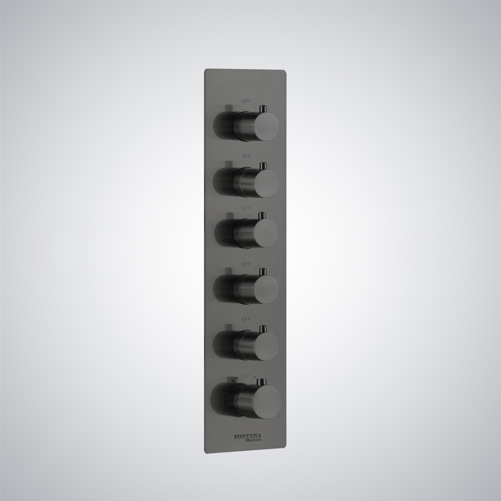 Fontana Millau Gun Metal Gray 5 Knobs Shower Mixer