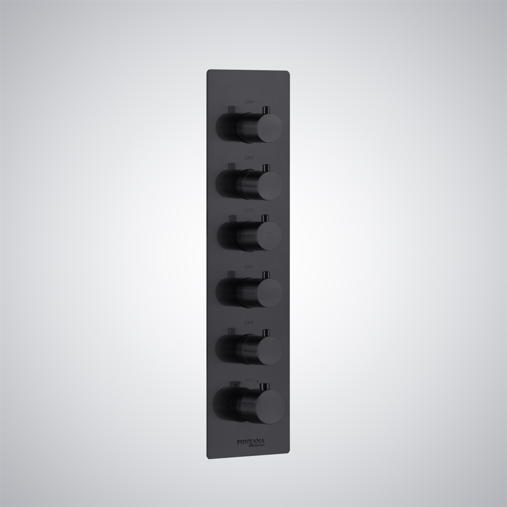 Fontana Millau Matte Black 5 Handles Shower Mixer
