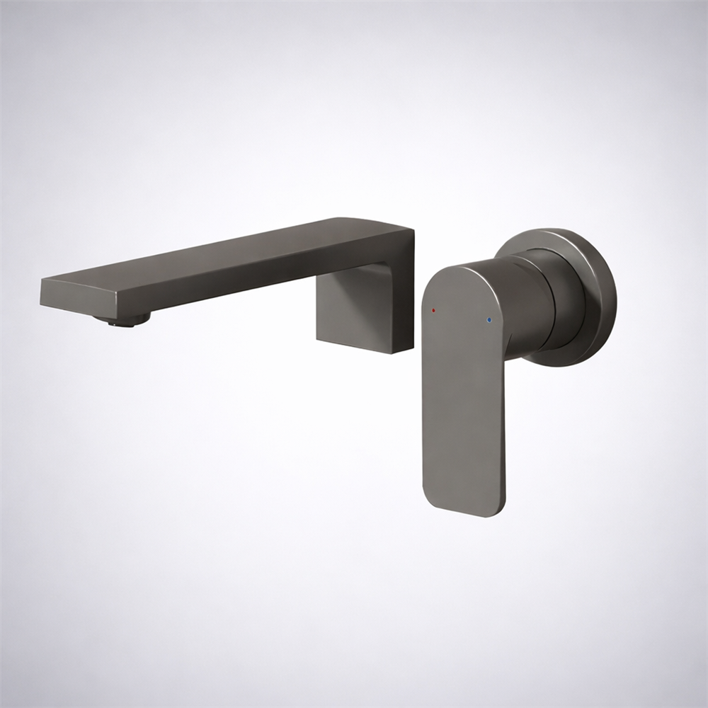 Fontana Bourg-en-Bresse Gun Grey Wall Mounted Bathroom Sink Faucet
