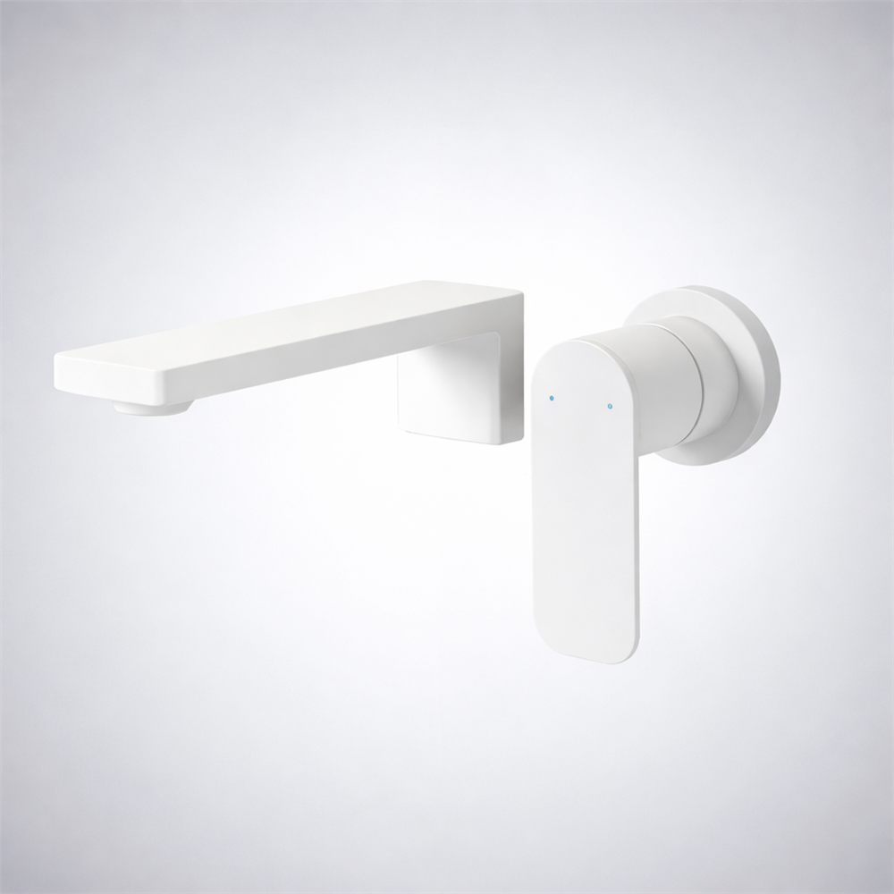 Fontana Bourg-en-Bresse Matte White Wall Mounted Bathroom Sink Faucet