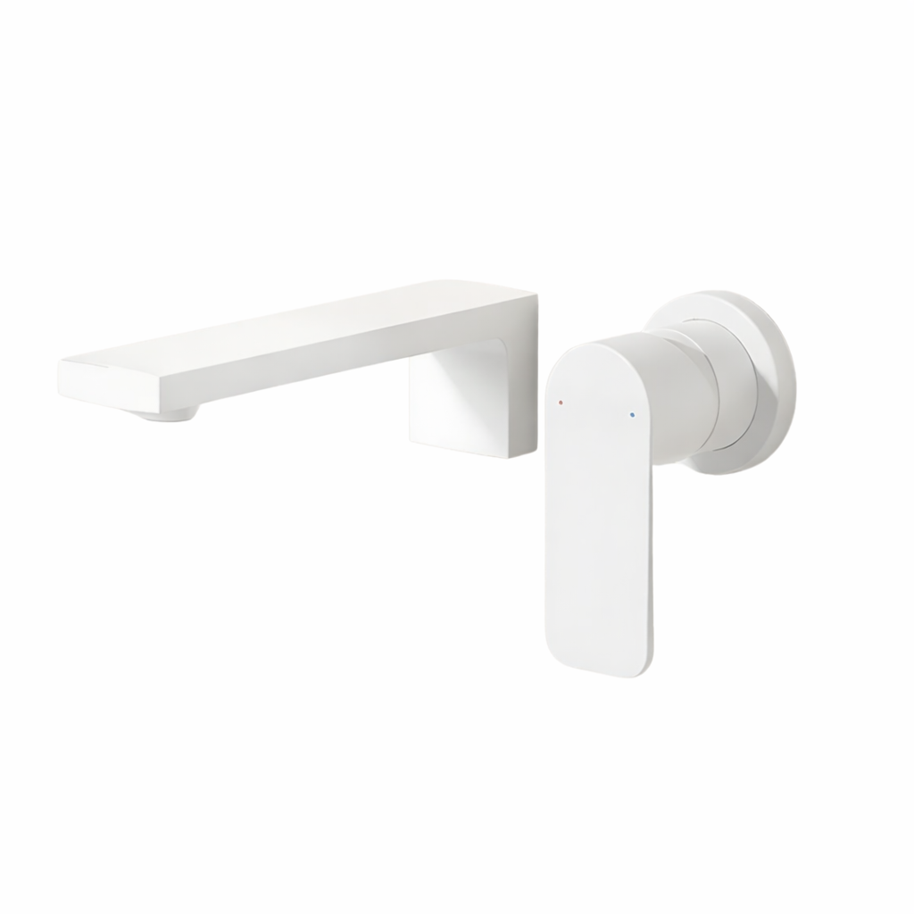 Fontana Bourg-en-Bresse Matte White Touchless Wall Mounted Bathroom Sink Faucet