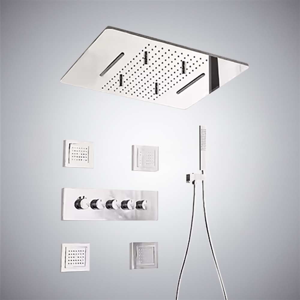 Fontana Branche Chrome Thermostatic Shower System with 4 Body Jets