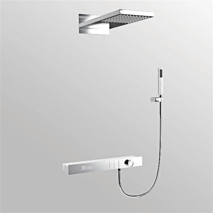 Fontana Montrouge Chrome Wall Mounted LED Display Thermostatic Shower ...