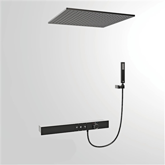 Fontana Montrouge Brushed Grey Ceiling Mounted LED Display Thermostatic Shower Set