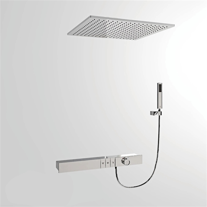 Fontana Montrouge Chrome Ceiling Mounted LED Display Thermostatic Shower Set