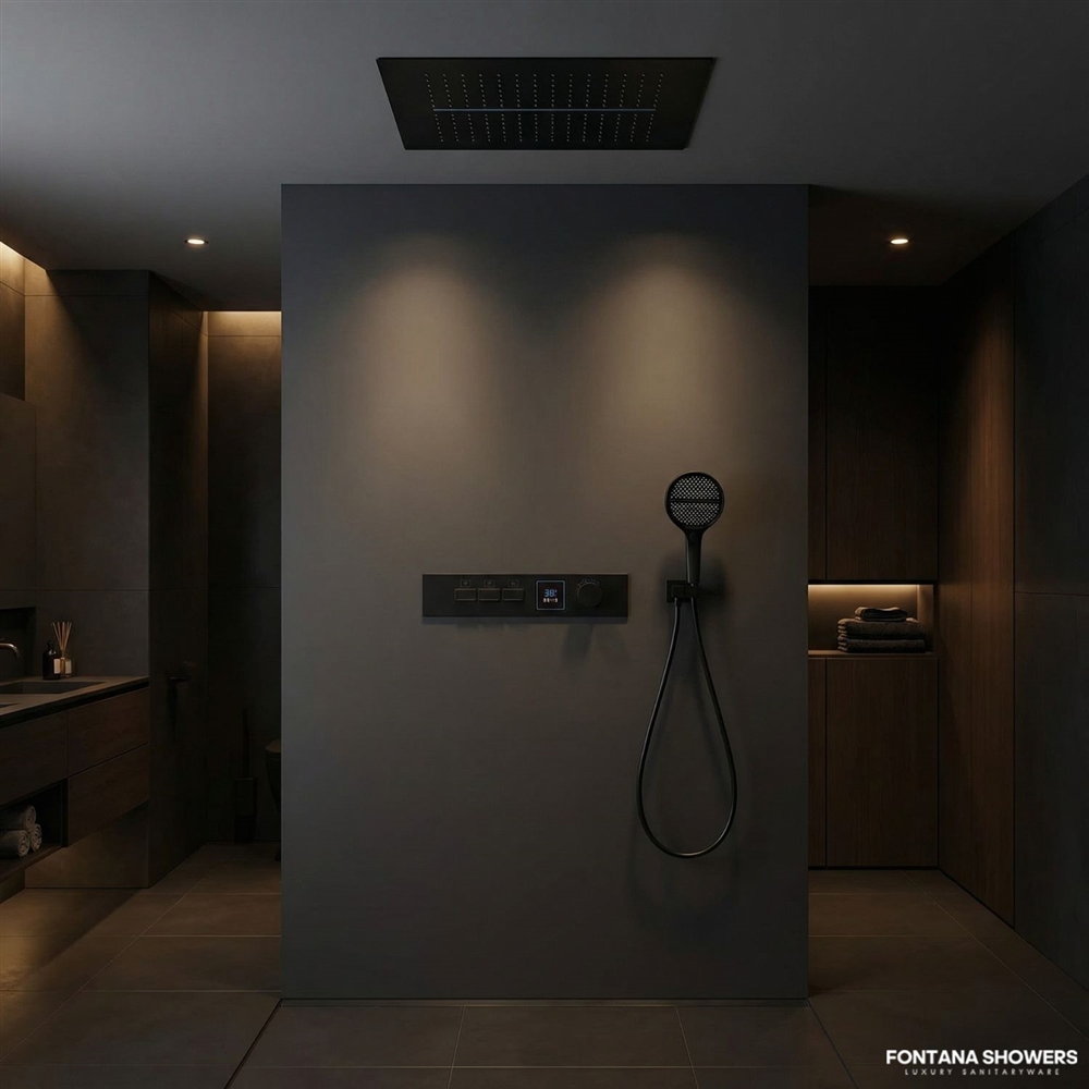 Fontana Draguignan Matte Black Constant Temperature LED Display Shower Set