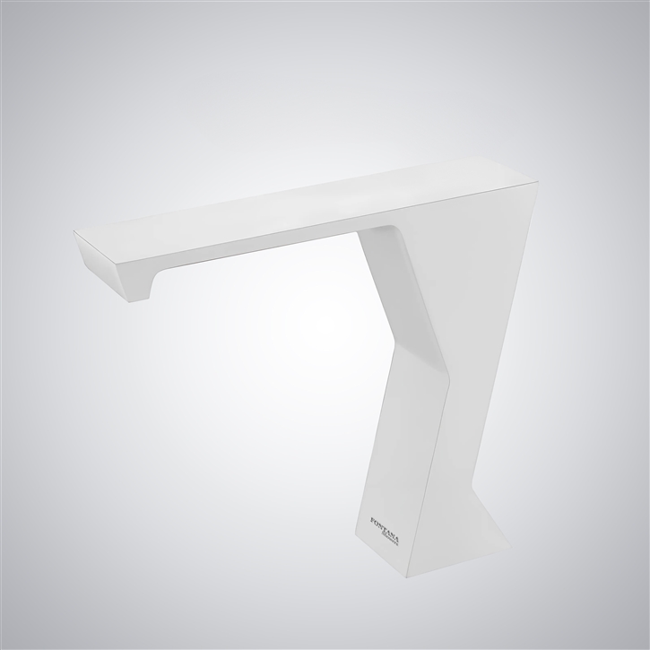 Fontana Gavarnie Matte White Touchless Deck Mounted Bathroom Sink Faucet