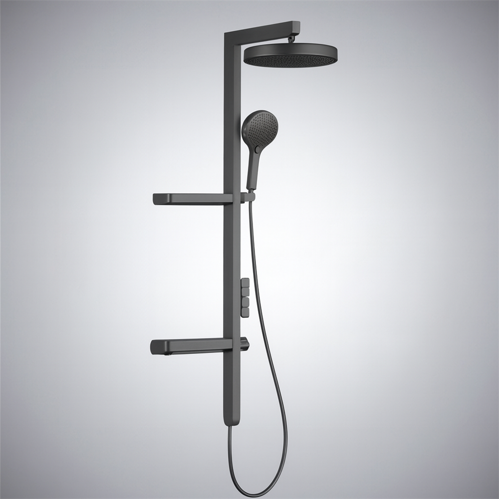 Fontana Saint-Etienne Gun Metal Bathroom Thermostatic Wall Hung Led Digital Display Shower Set