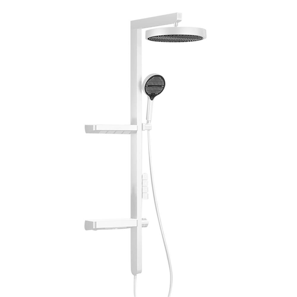 Fontana Saint-Etienne Matte White Bathroom Thermostatic Wall Hung Led Digital Display Shower Set
