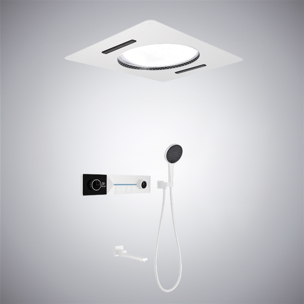 Modern LED Shower System in Matte White