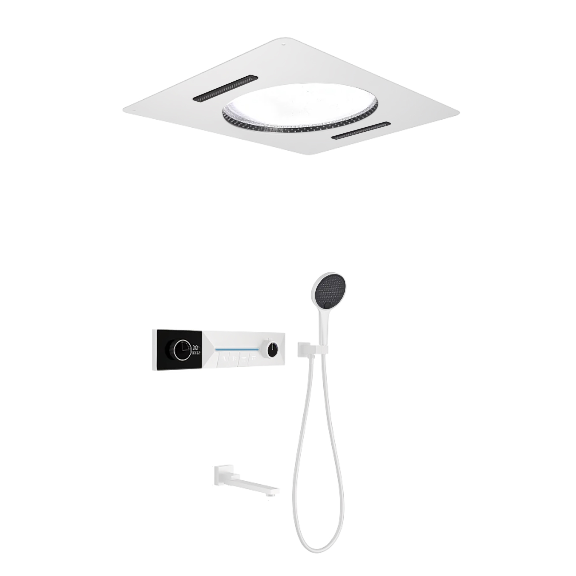 FontanaAquaZen Matte White Recessed Ceiling LED Shower System