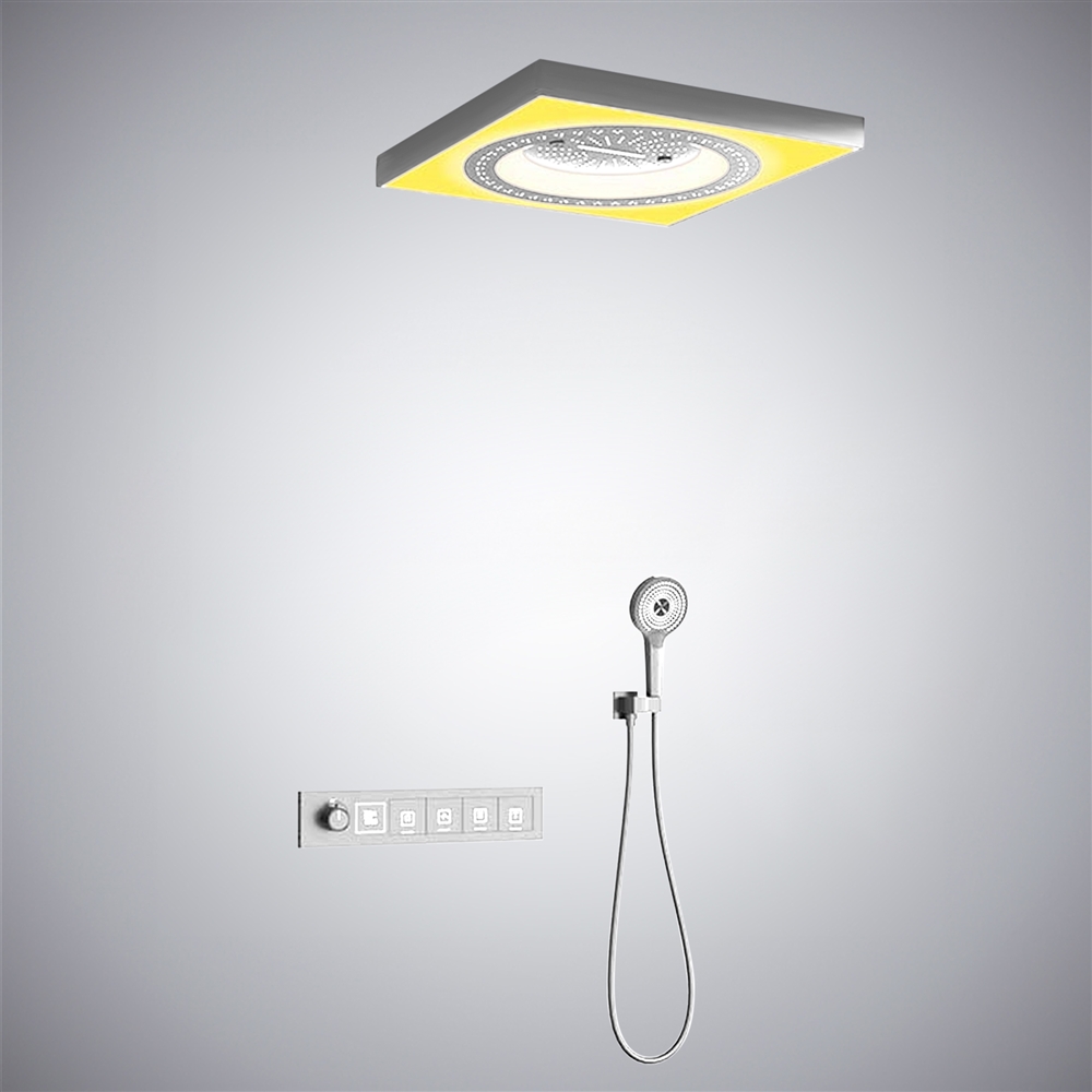 Fontana Valenciennes Chrome Ceiling Mounted Music LED Thermostatic ...