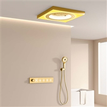 Fontana Velmora Gold Ceiling Mounted Music LED Button Control Smart Shower Set