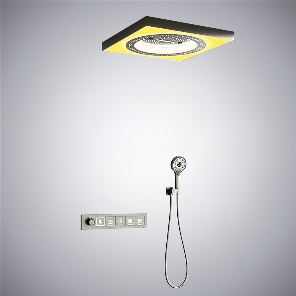 Fontana Valenciennes Gun Grey Ceiling Mounted Music LED Button Control Smart Shower Set