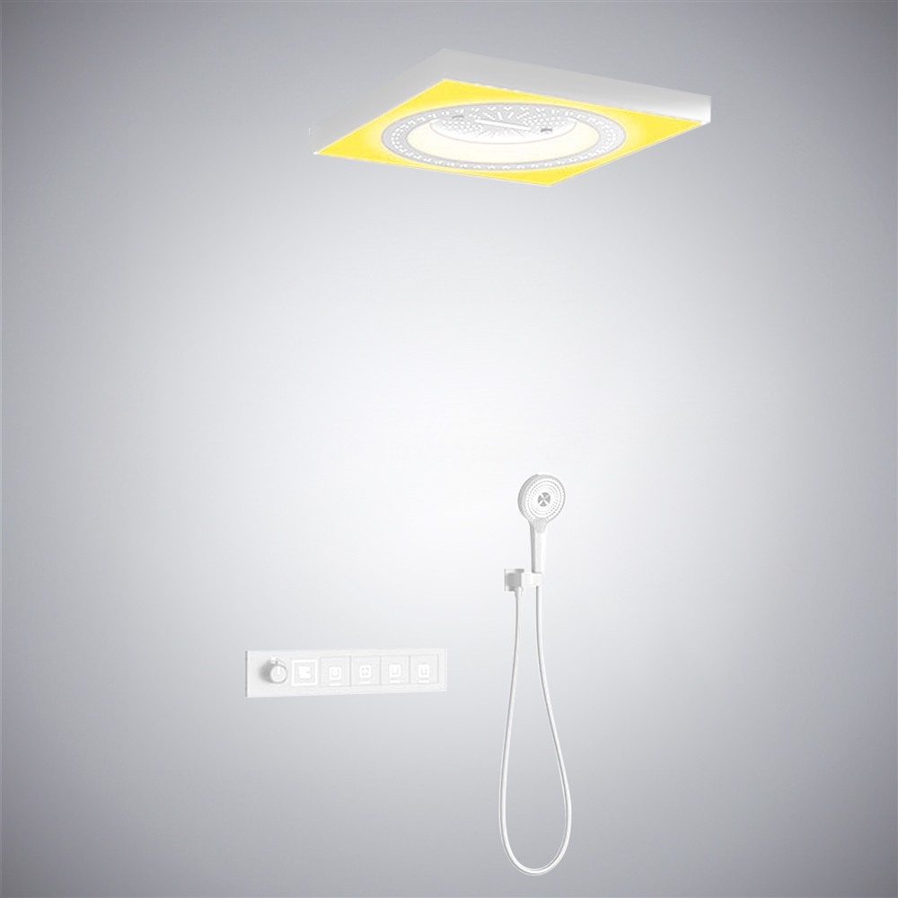Fontana Valenciennes Matte White Ceiling Mounted Music LED Thermostatic ...