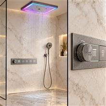 Fontana Velaro Gun Grey Ceiling Mounted LED Button Control Smart Shower Set