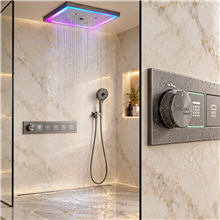 Fontana Velaro Gun Grey Ceiling Mounted LED Button Control Smart Shower Set