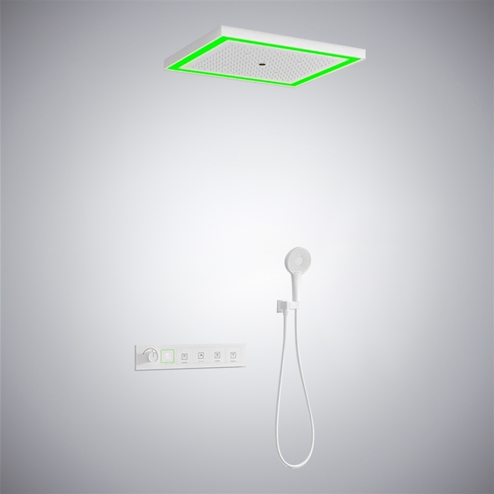 Fontana Angouleme Matte White Ceiling Mounted LED Button Control Smart Shower Set