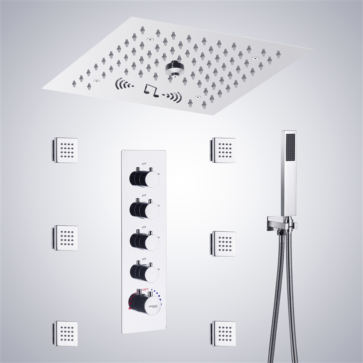 Fontana Villemomble Chrome LED Light with Music Shower System â€“ 4 ...