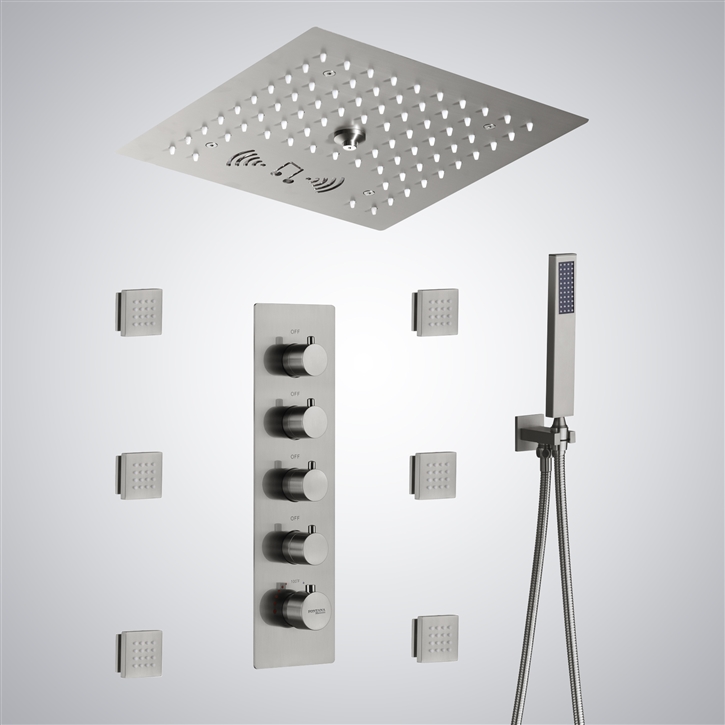 Fontana Villemomble Brushed Nickel LED Light with Music Shower System â ...