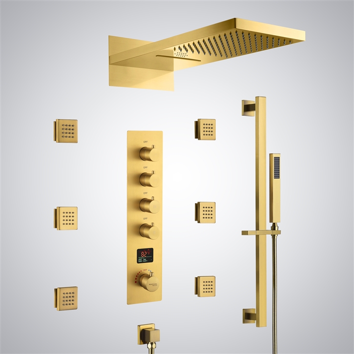 Fontana Manosque Gold Wall Mounted Shower Faucet with Music