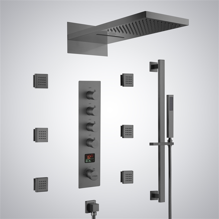 Fontana Manosque Gun Metal Gray Wall Mounted Shower System