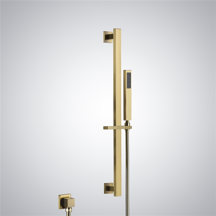 Fontana Manosque Brushed Gold Finish Handheld Shower with Sliding Bar