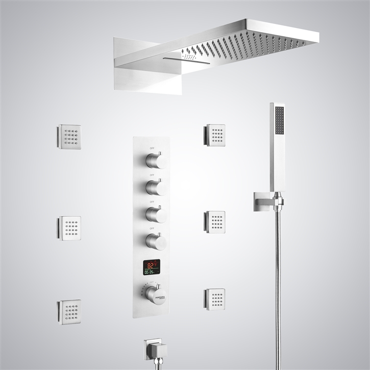 Fontana Lambersart Matte White Wall Mounted LED with Music Shower System