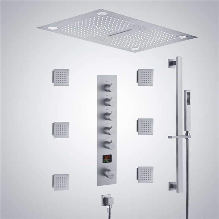 Fontana Montgeron Chrome Ceiling Mounted LED Digital Display Shower Set ...