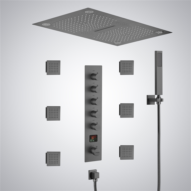 Fontana Montlhery Gun Metal Gray 5 Function LED Thermostatic Digital ...