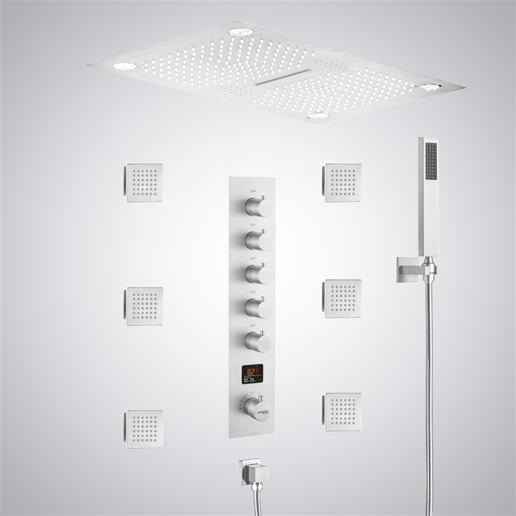 Fontana Montlhery Matte White 5 Function LED Thermostatic Digital ...