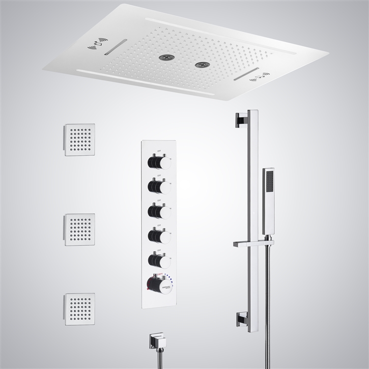 Fontana Alencon Chrome Ceiling Mounted LED with Music Shower Set ...