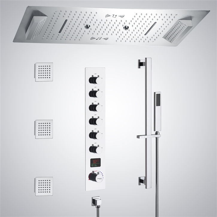 Fontana Serenite Chrome Ceiling Mounted LED with Music Shower Set ...