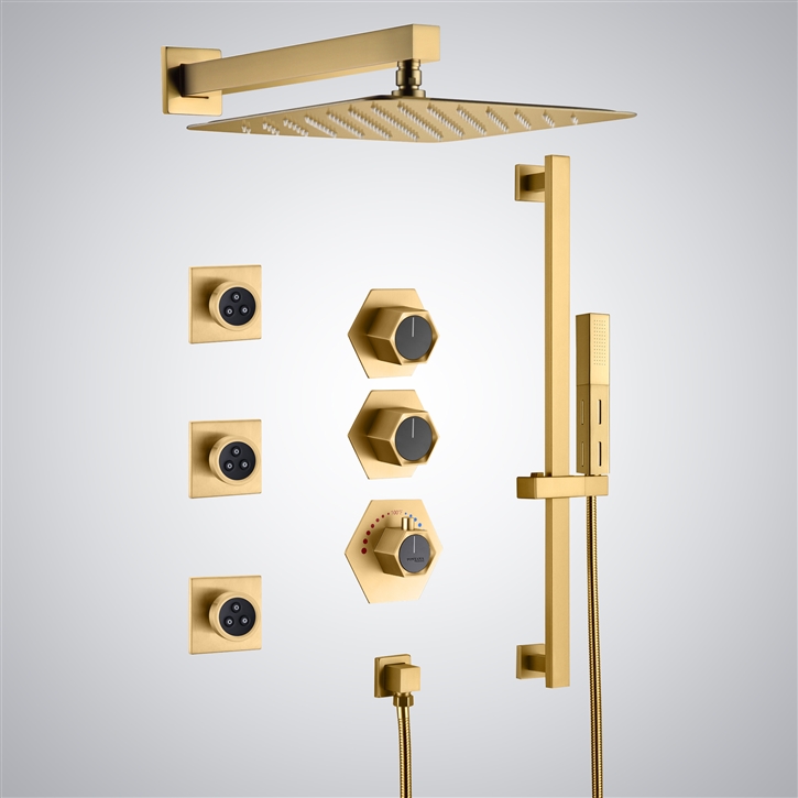 Fontana Wolken Brushed Gold Colorfast and Dirt Resistant Shower System