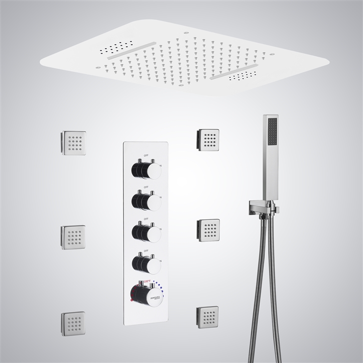 Fontana Himmel Chrome 4 Function Thermostatic Shower Set with LED and ...