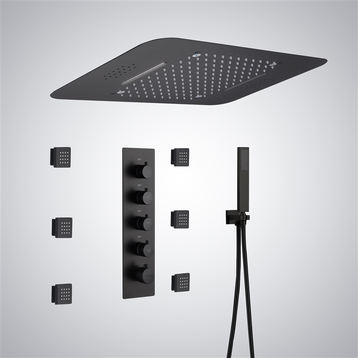 Fontana Himmel Matte Black 4 Function Thermostatic Shower Set with LED and Music