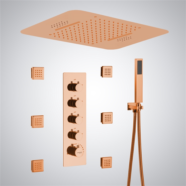 Fontana Himmel Rose Gold Ceiling Mounted Music Shower System