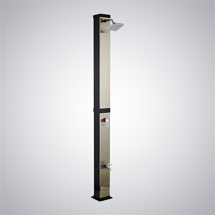 Fontana Pluie Brushed Nickel Luxury Outdoor Poolside Garden Solar Shower