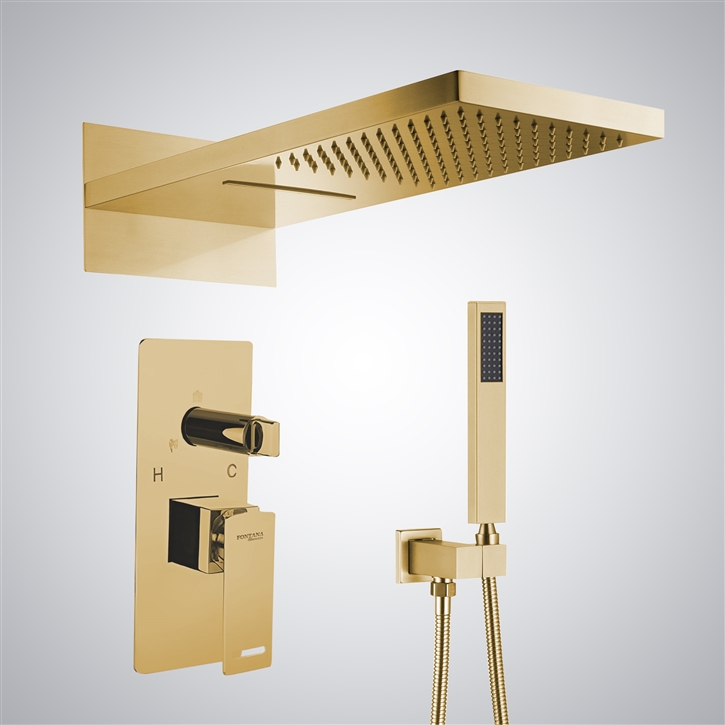 Fontana Compiegne Brushed Gold Wall Mounted Shower System - Sleek ...