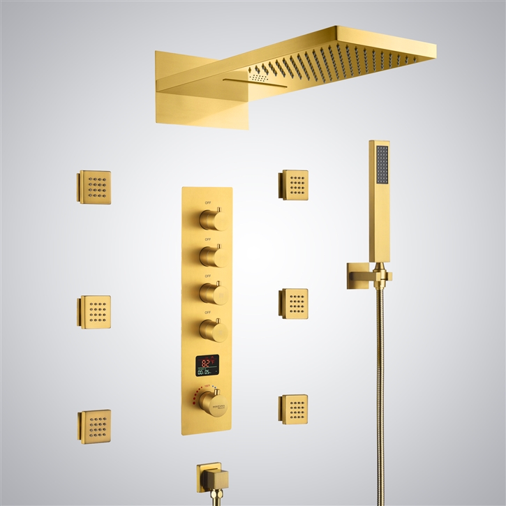 Fontana Tortonaâ„¢ Gold Wall Mounted LED with Music Shower System