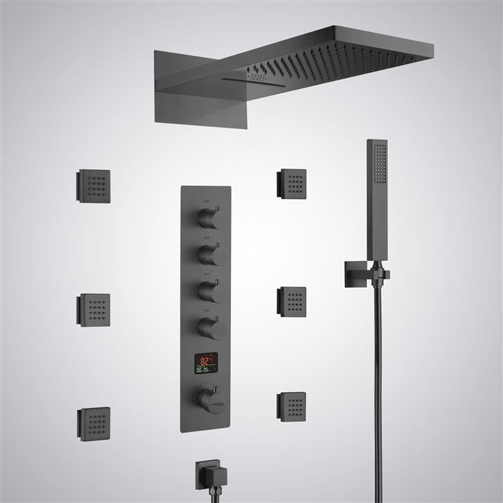 Fontana Tortonaâ„¢ Gun Metal Gray Wall Mounted LED with Music Shower System