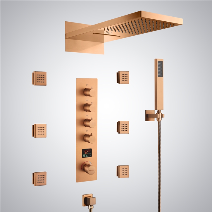 Fontana Tortonaâ„¢ Rose Gold Wall Mounted LED with Music Shower System