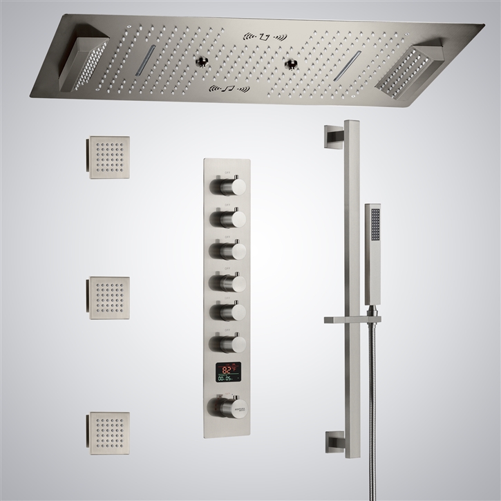 Fontana Serenite Brushed Nickel Ceiling Mounted LED with Music Shower Set