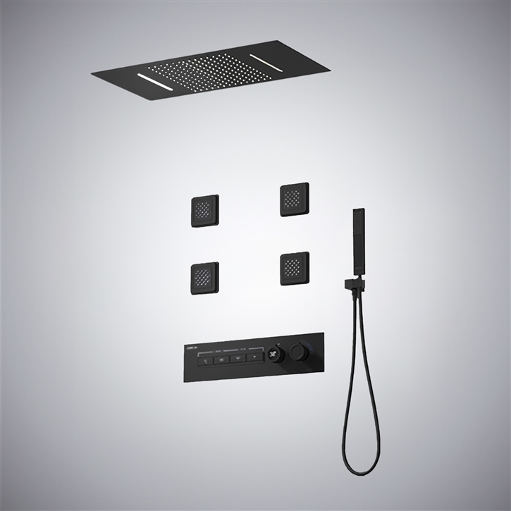 Fontana Capena Matte Black Ceiling Mounted Shower System