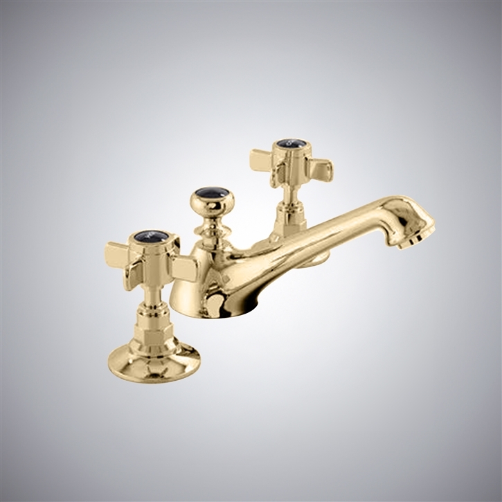 Fontana Logrono Brushed Gold Widespread Lavatory Mixer Basin Faucet